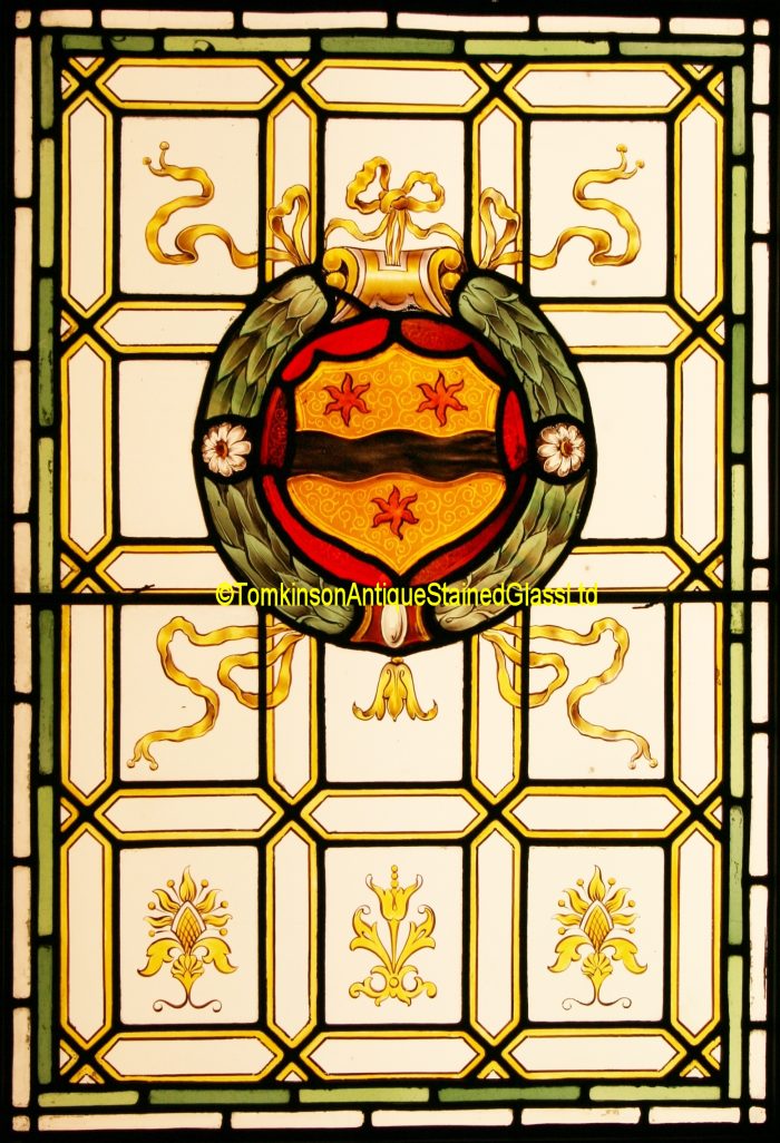 Ref: Ed336 - Antique Stained Glass Window - Armorial ~ Heraldic ~ Coat of Arms - Image 2