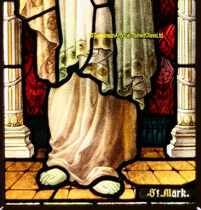 Ref: Rel348 - 2 Antique Religious Church Stained Glass Windows  - St Matthew & St Mark - Image 6