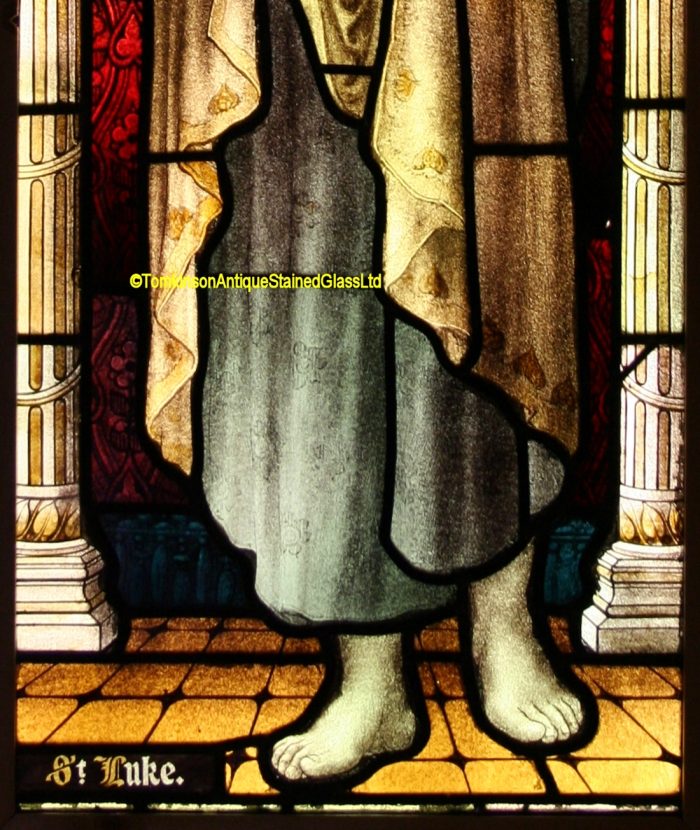 Ref: Rel349 - 2 Antique Religious Church Stained Glass Windows  - St Luke & St John - Image 4