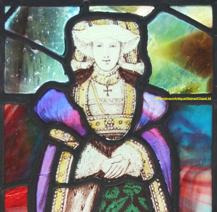 Ref: Ron451 - Roundel – Antique Stained Glass Panel  - Anne of Cleves - Image 3