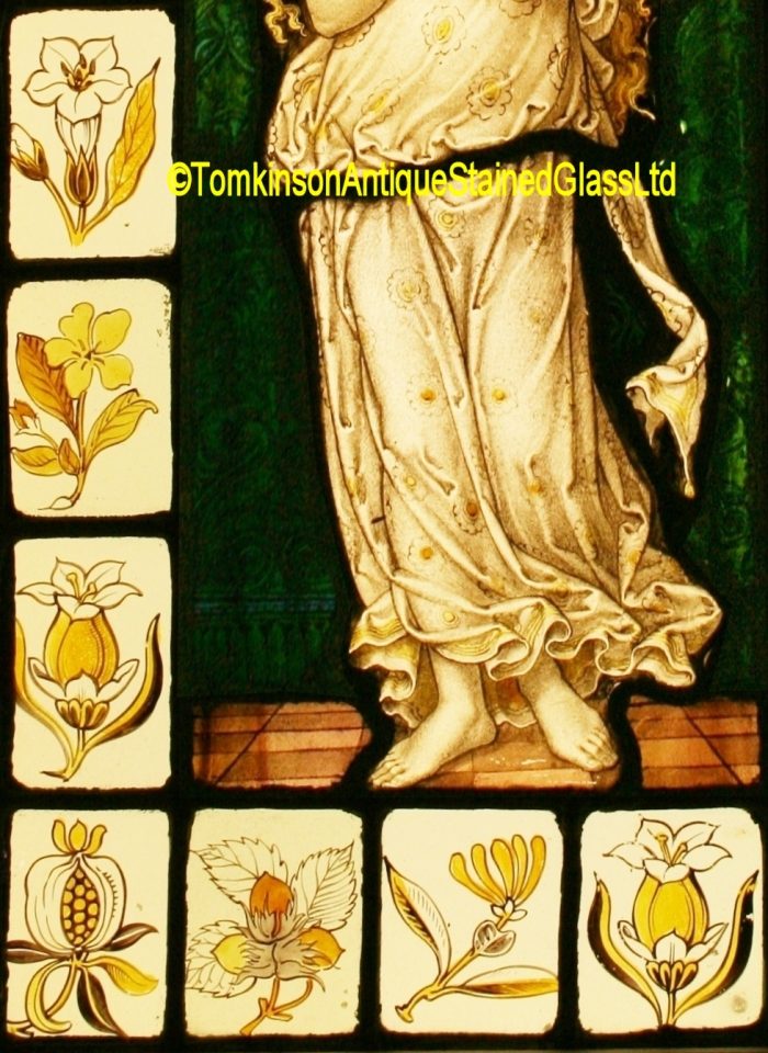 Ref: Vic565 - Victorian Stained Glass Window - Pre-Raphaelite Maiden - Image 4