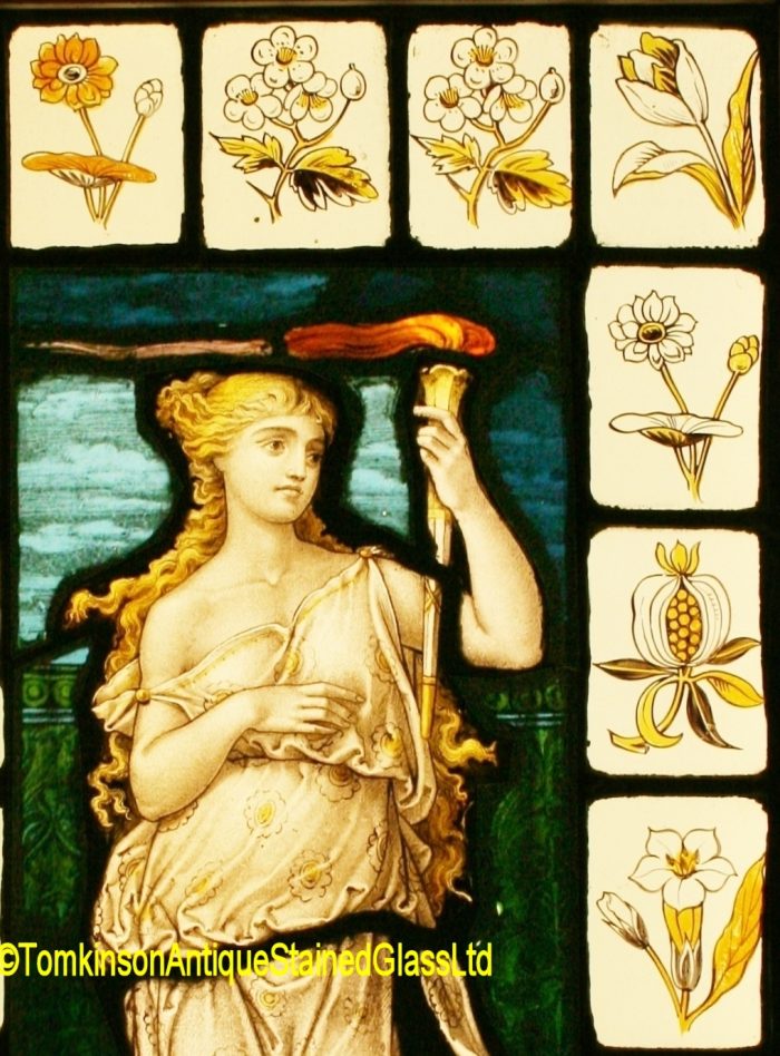 Ref: Vic565 - Victorian Stained Glass Window - Pre-Raphaelite Maiden - Image 3