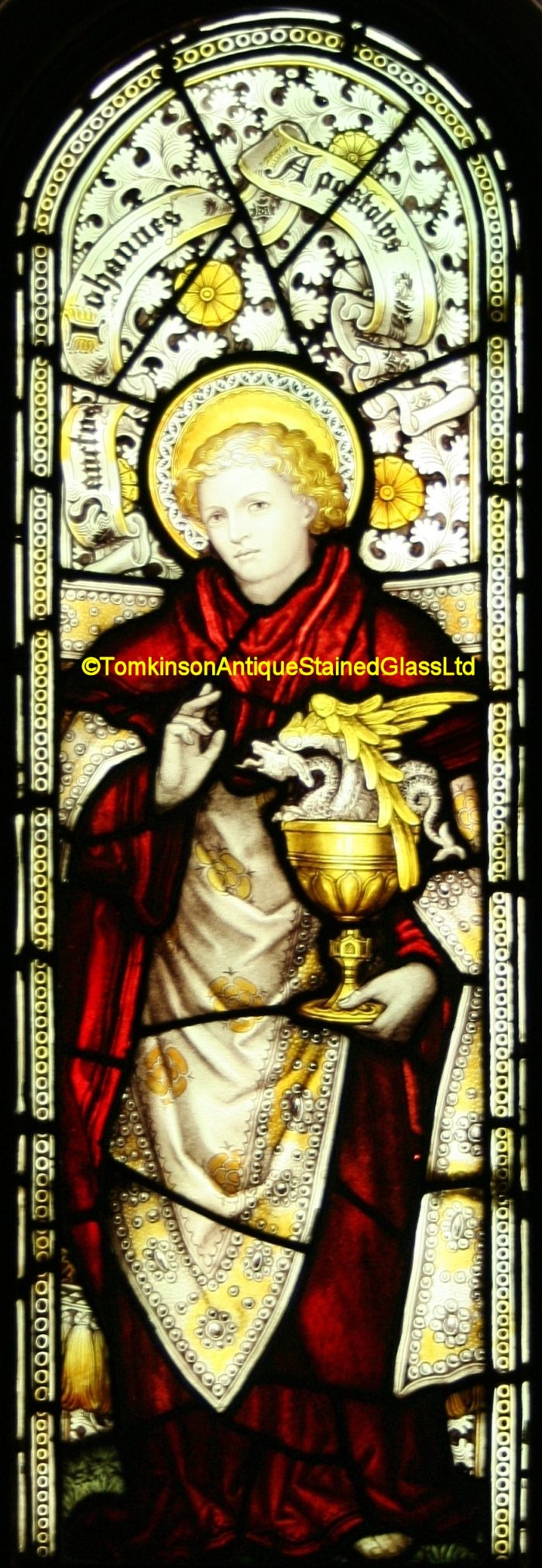 Ref: Rel353 - Antique Religious Church Stained Glass Window - St John the Apostle - Image 2