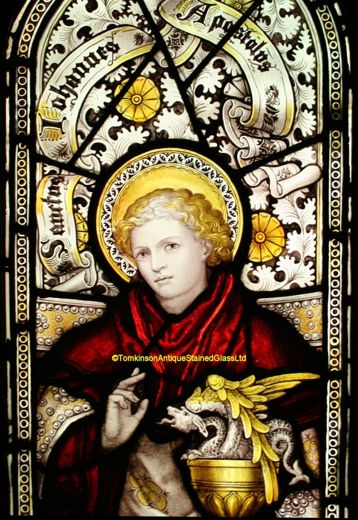 Ref: Rel353 - Antique Religious Church Stained Glass Window - St John the Apostle - Image 3