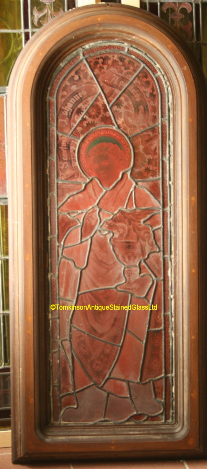 Ref: Rel353 - Antique Religious Church Stained Glass Window - St John the Apostle - Image 6