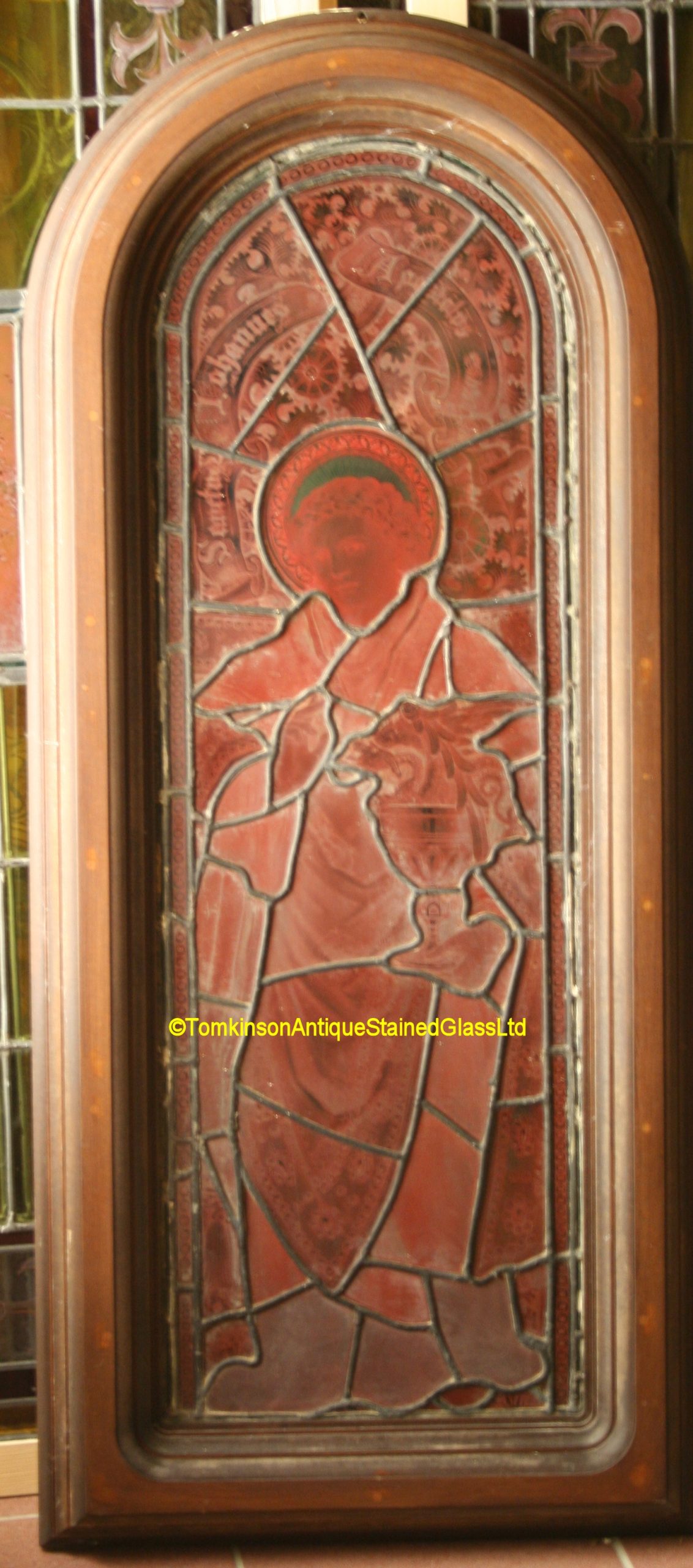 Ref: Rel353 - Antique Religious Church Stained Glass Window - St John the Apostle - Image 6