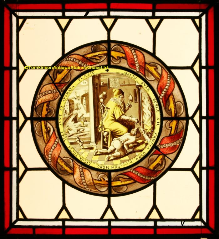 Ref: Ron452 - Roundel – Antique Stained Glass Panel - Joseph-Alfred Ponsin - Image 2