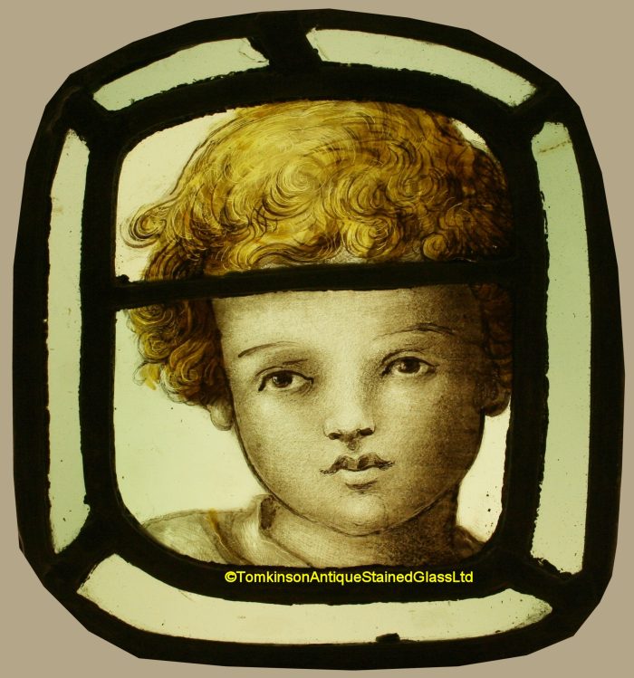 Cherub Putti Stained Glass Panel