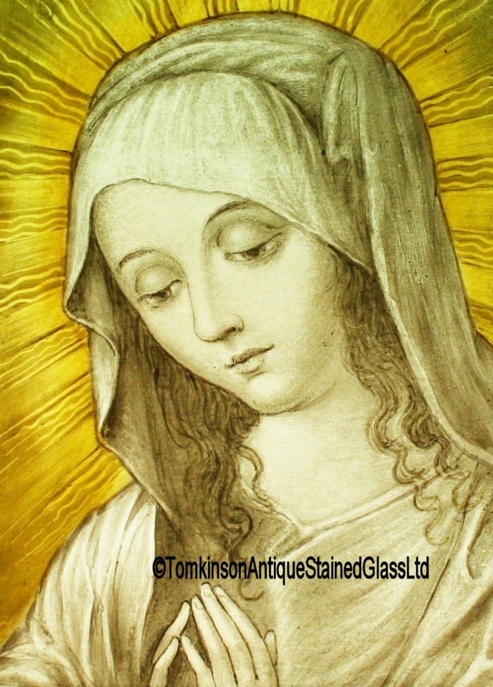 Ref: Ron457 - Roundel – Antique Stained Glass Panel - Madonna - Image 3