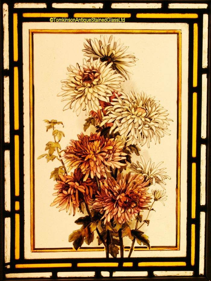Chrysanthemum - Victorian Antique Stained Glass Window