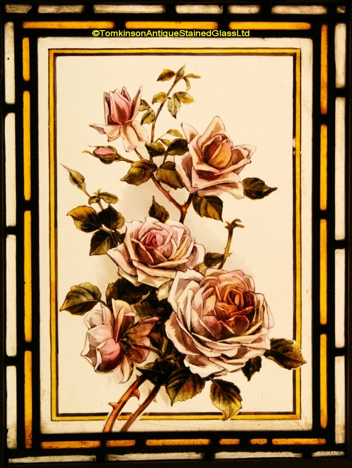 Roses - Victorian Stained Glass Window