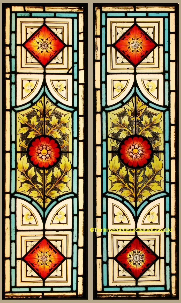 Ref: Vic570 - 2 Victorian Stained Glass Windows - Stained Glass Door Panels - Image 2