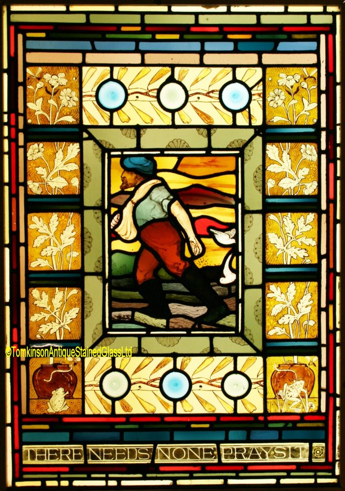 Ref: Vic574 - 3 Victorian Stained Glass Windows - Fishing - Sailing - Sowing Seeds - Image 10