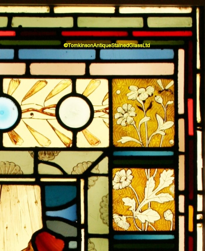 Ref: Vic574 - 3 Victorian Stained Glass Windows - Fishing - Sailing - Sowing Seeds - Image 9