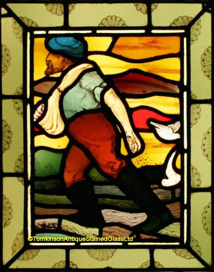 Ref: Vic574 - 3 Victorian Stained Glass Windows - Fishing - Sailing - Sowing Seeds - Image 11