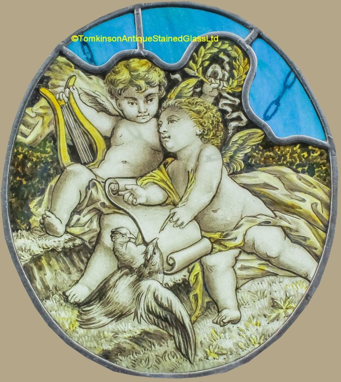Musical Cherubs Stained Glass Panels