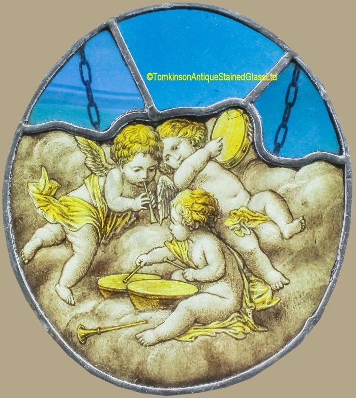 Musical Cherubs Stained Glass Panels