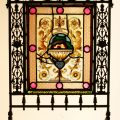 Victorian Brass Fire Screen with Stained Glass