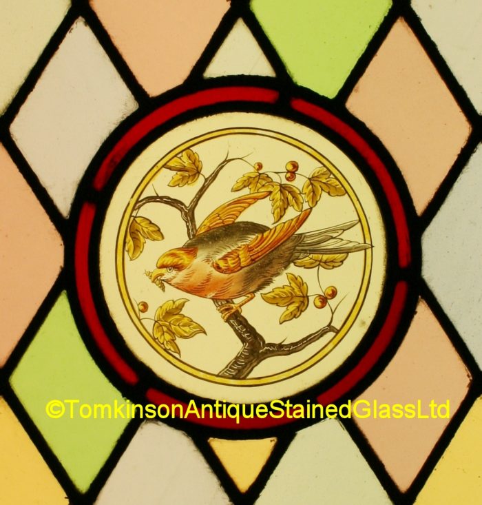 Ref: Ed346 - 2 Antique Stained Glass Windows - Bird Windows - Image 4