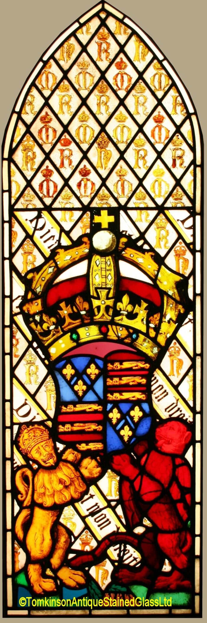 Ref: Vic580 - Victorian Stained Glass Window - Armorial ~ Coat of Arms ~ Heraldic - Image 2