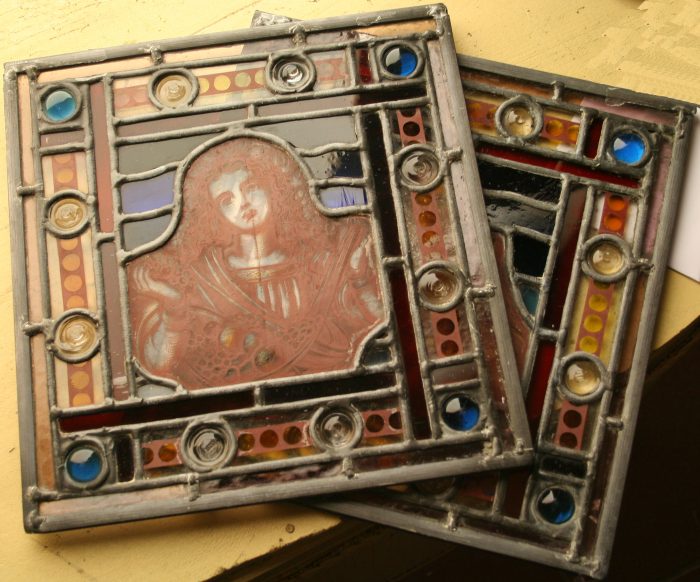 Ref: Ron469 - Roundel – 4 Antique Stained Glass Panels - The Four Seasons - Image 8