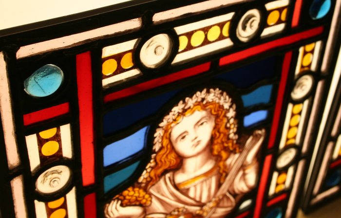 Ref: Ron469 - Roundel – 4 Antique Stained Glass Panels - The Four Seasons - Image 7