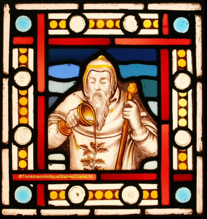 Ref: Ron469 - Roundel – 4 Antique Stained Glass Panels - The Four Seasons - Image 6