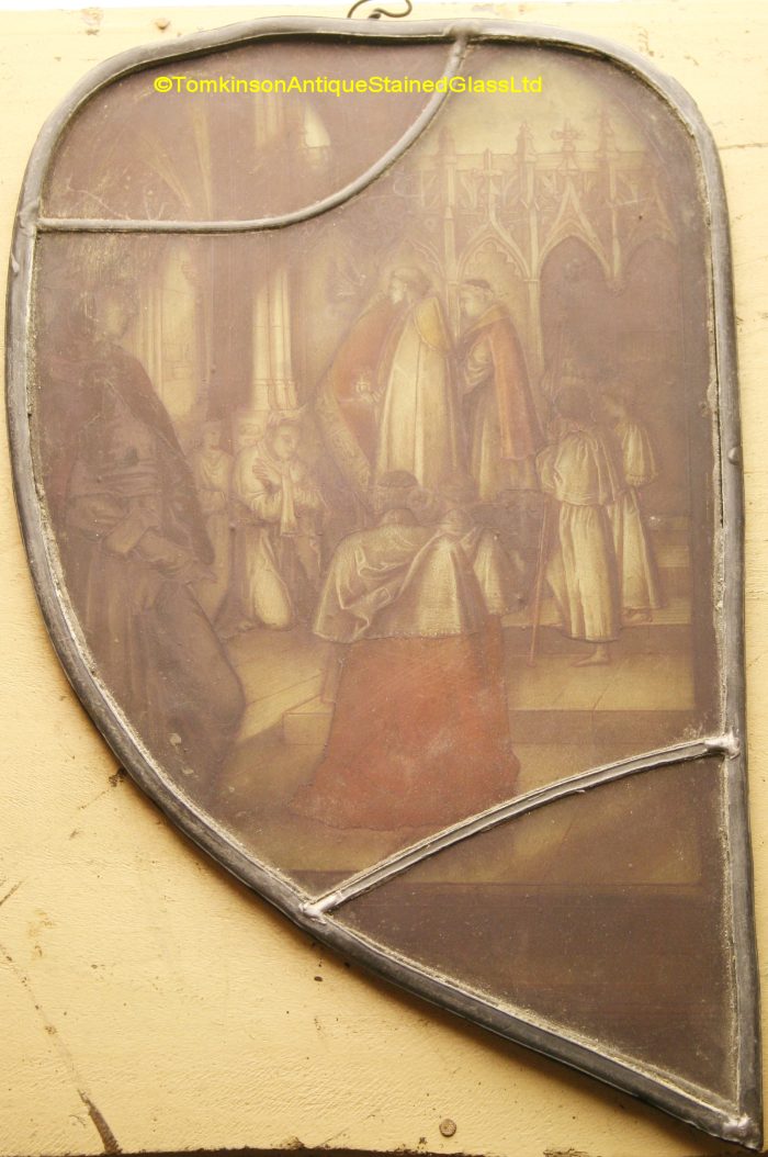Ref: Ron476 - Roundel – Antique Stained Glass Panel - Holy Orders - Image 5