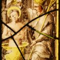 Saint Remigius baptising King Clovis. Stained Glass