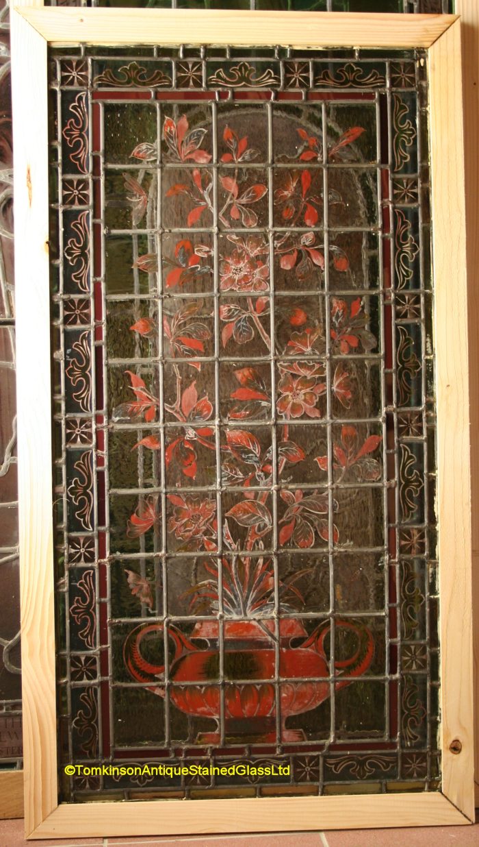 Ref: Vic594 - Victorian Stained Glass Window  - Urn of Flowers - Image 6