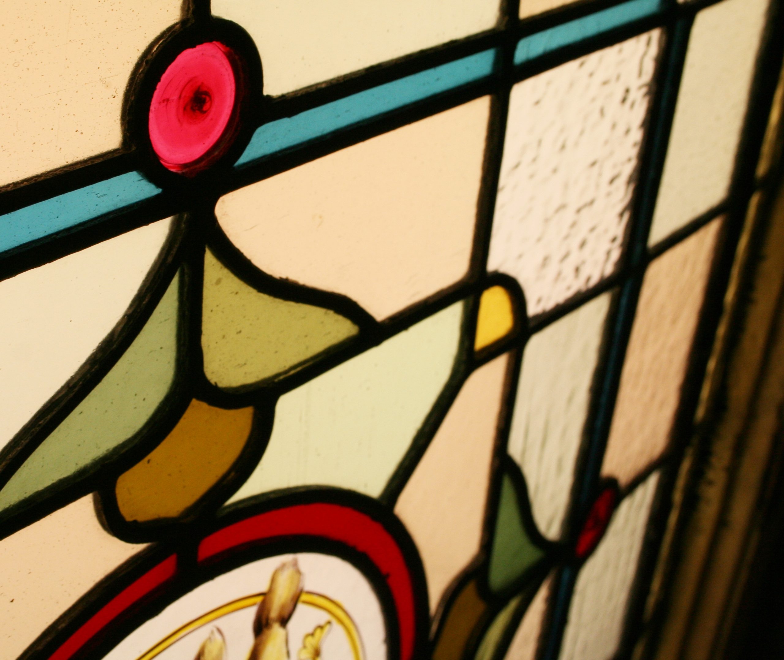 Ref: Ed352 - 2 Antique Stained Glass Windows - Birds & Blossom - Image 6