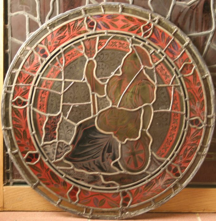 Ref: Ron487 - Roundel – Antique Stained Glass Roundel - Britannia - Image 5