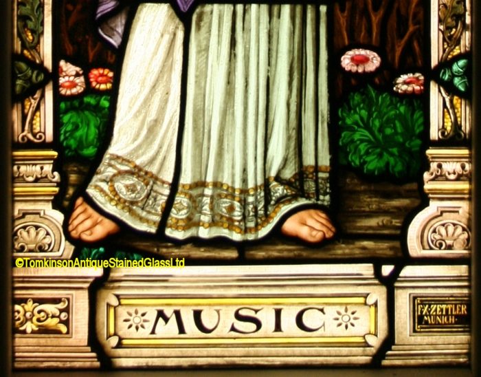 Ref: Vic596 - Victorian Stained Glass Window  - Music & Architecture - Image 4