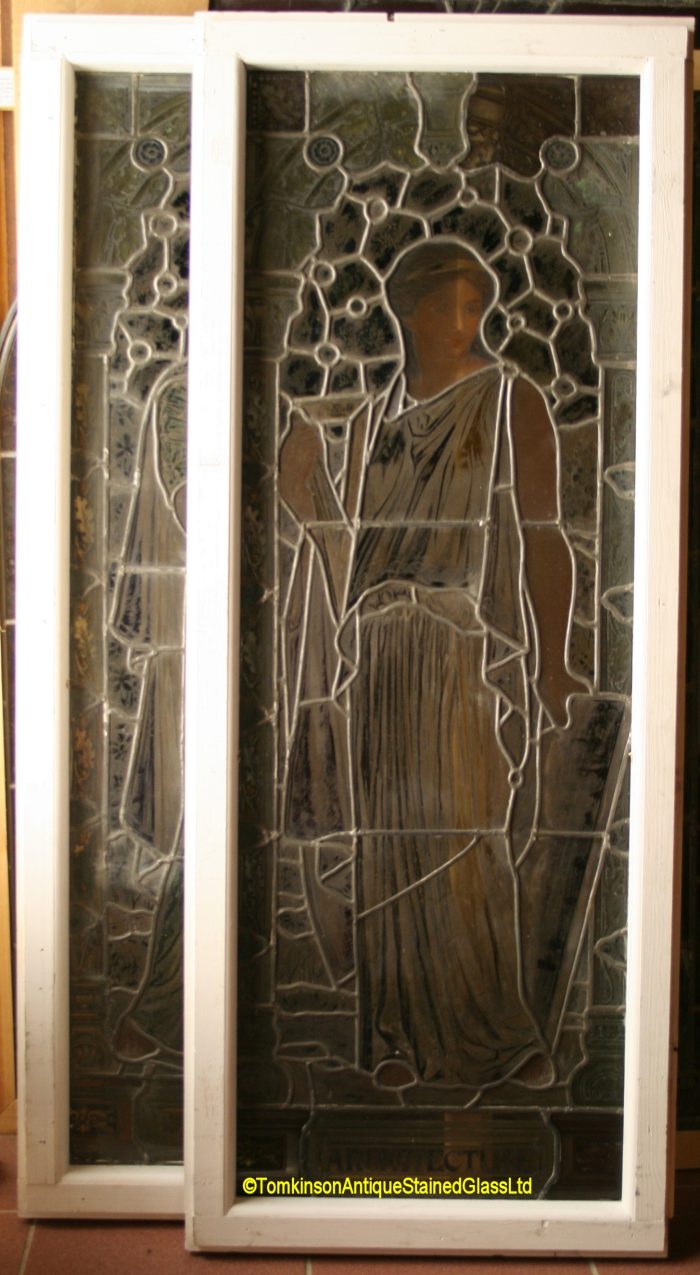 Leaded and hand painted stained glass windows
