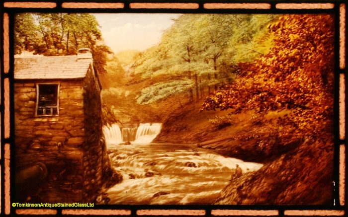 Ref: Vic597 - 2 Victorian Stained Glass Windows  - Scenic River Scenes - Image 3