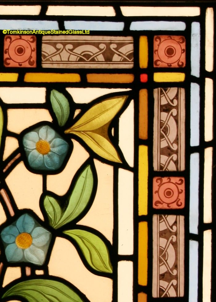 Ref: Vic598 - 3 Victorian Stained Glass Windows  - Flowers - Image 4