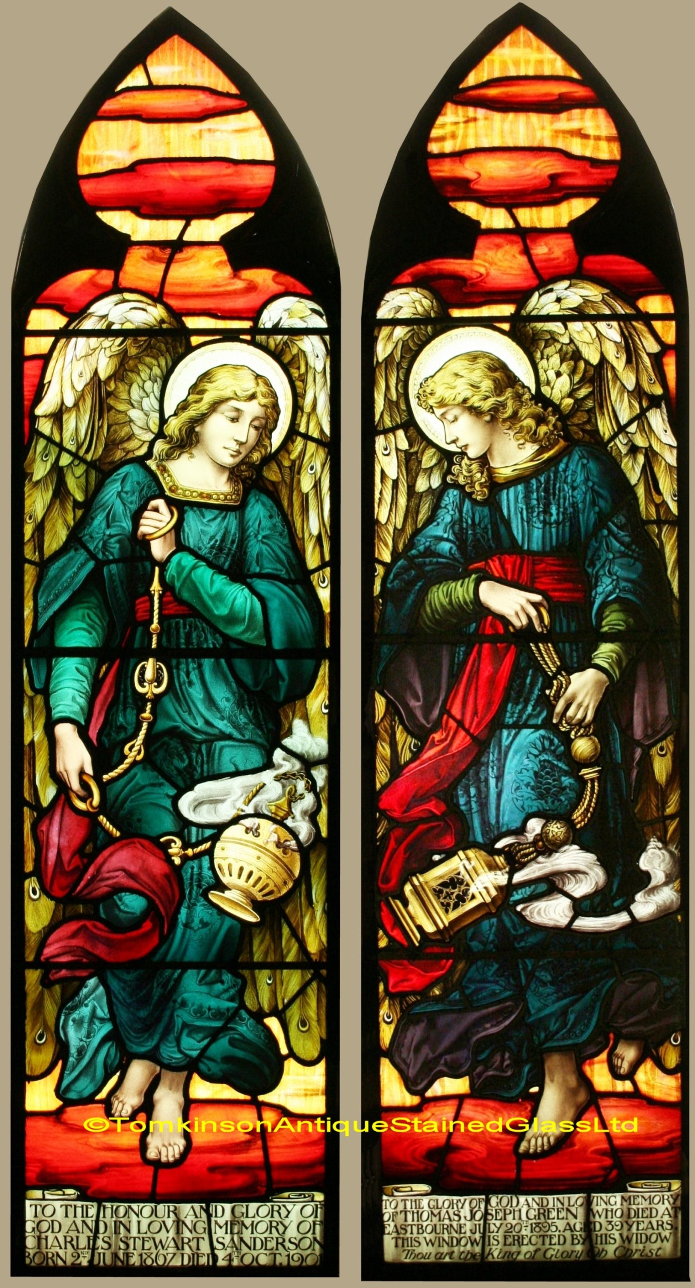 Pre Raphaelite Angels Stained Glass