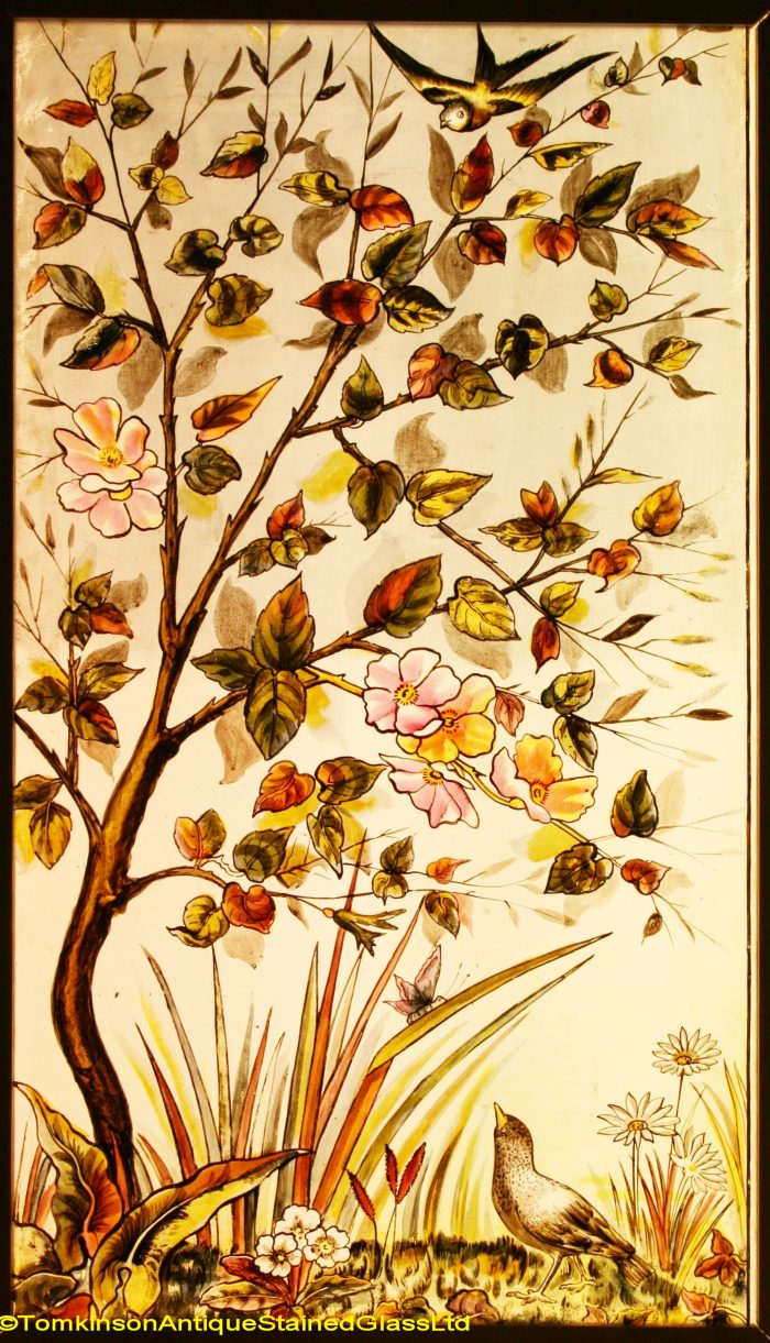 Ref: Ed356 - Antique Stained Glass Windows - Pink Rambling Roses - Image 2