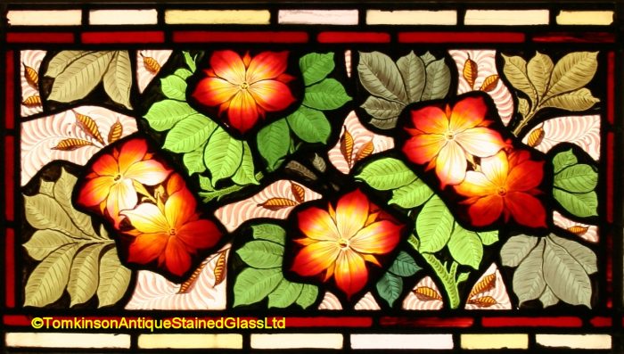 Ref: Vic601 - Victorian Stained Glass Window  - Red Rambling Roses - Image 3