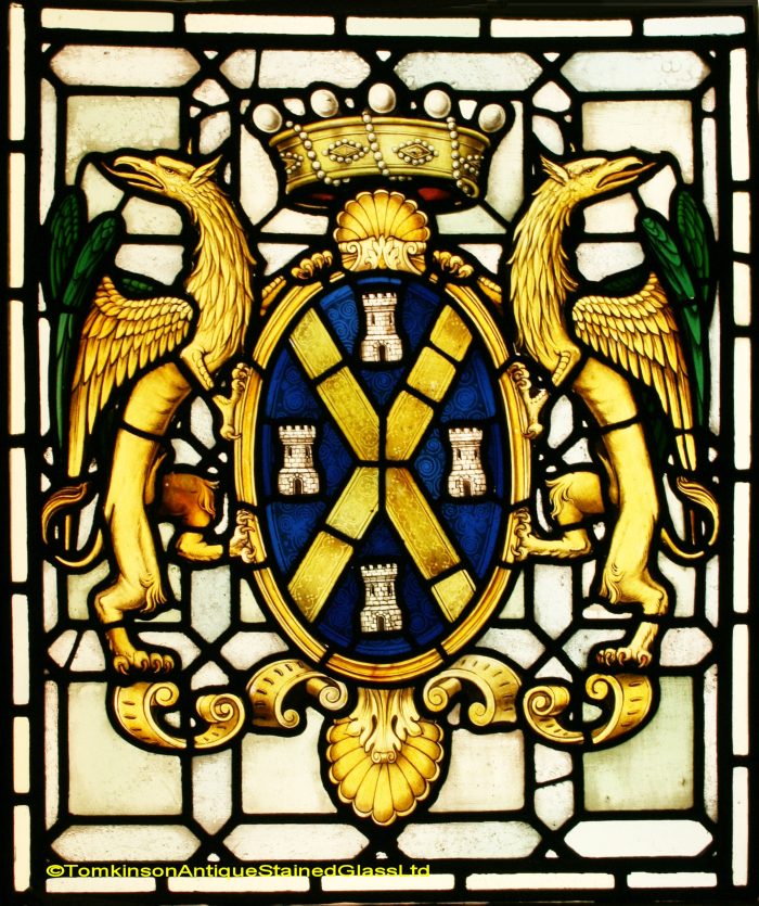 Ref: Vic604 - Victorian Stained Glass Window  -  Armorial - Heraldic - Coat of Arms - Image 2