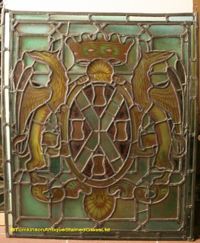 Ref: Vic604 - Victorian Stained Glass Window  -  Armorial - Heraldic - Coat of Arms - Image 5