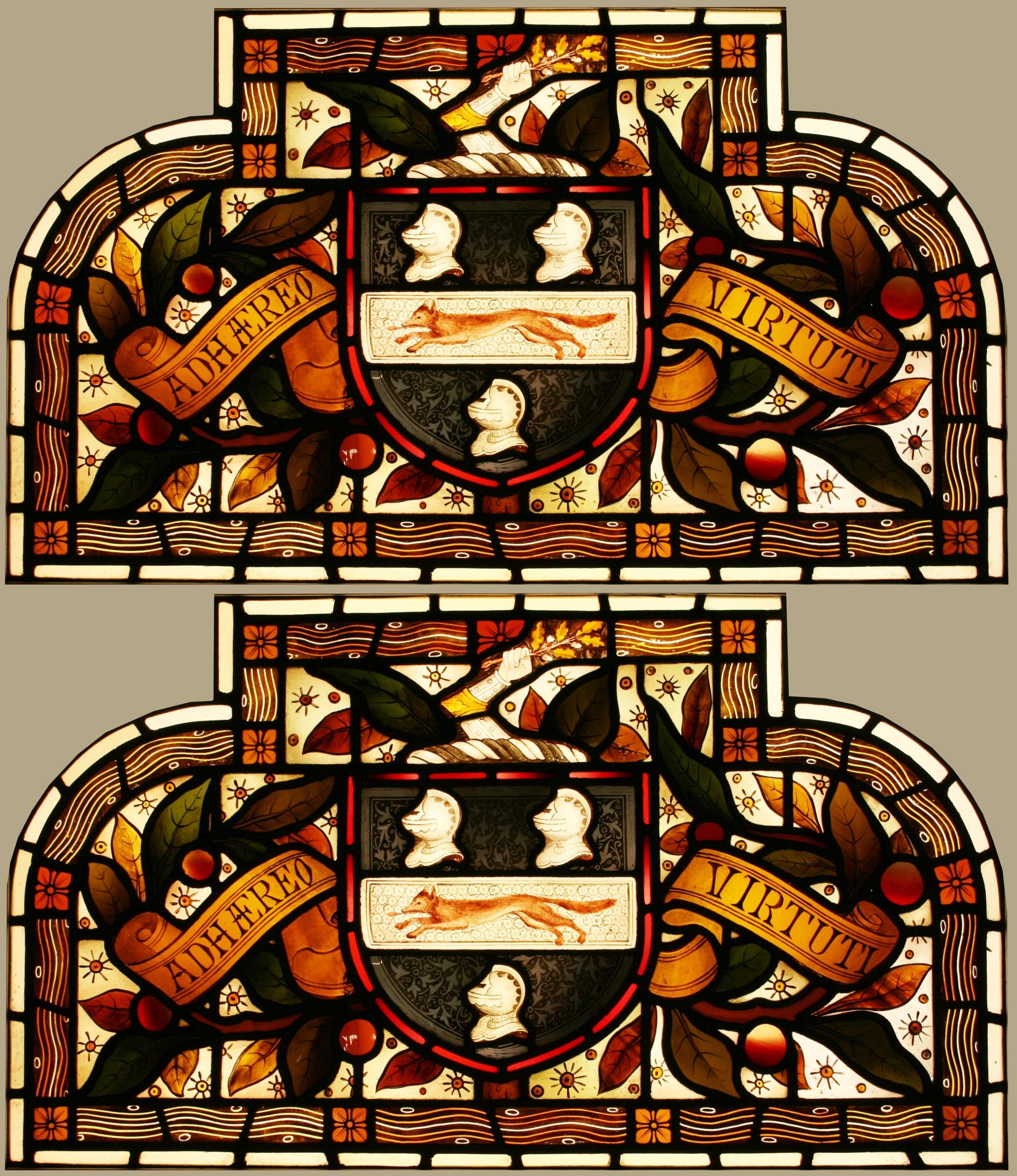 Ref: Vic605 - Victorian Stained Glass Window  -  Armorial - Heraldic - Coat of Arms - Image 2