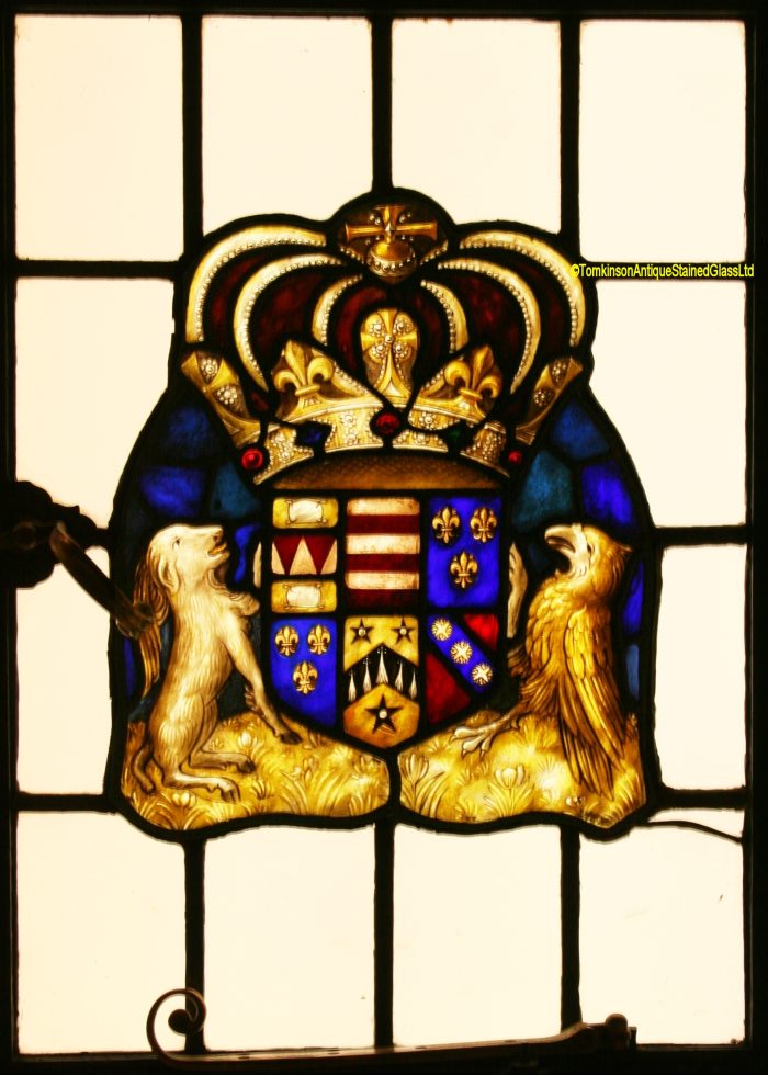 Ref: Vic607 - 2 Victorian Stained Glass Windows  -  Armorial - Heraldic - Coat of Arms - Image 4