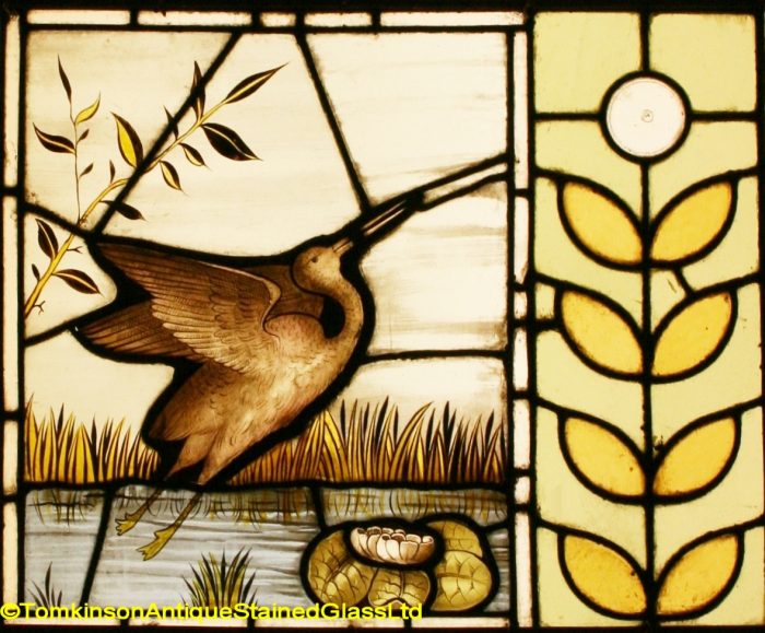 Ref: Ed357 - Antique Stained Glass Windows - Heron Pond Scene - Image 3
