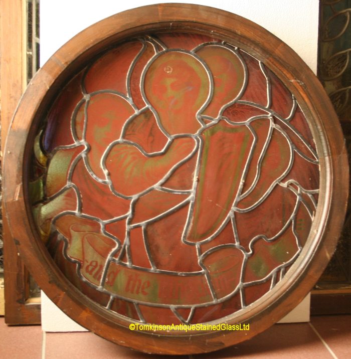 Ref: Rel365 - Antique Religious Church Stained Glass Windows - Musical Angels - Image 7