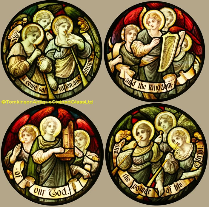Ref: Rel365 - Antique Religious Church Stained Glass Windows - Musical Angels - Image 2