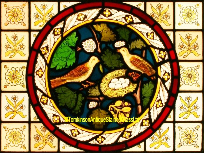 Ref: Vic610 - Victorian Stained Glass Window  -  Birds Nest - Image 4
