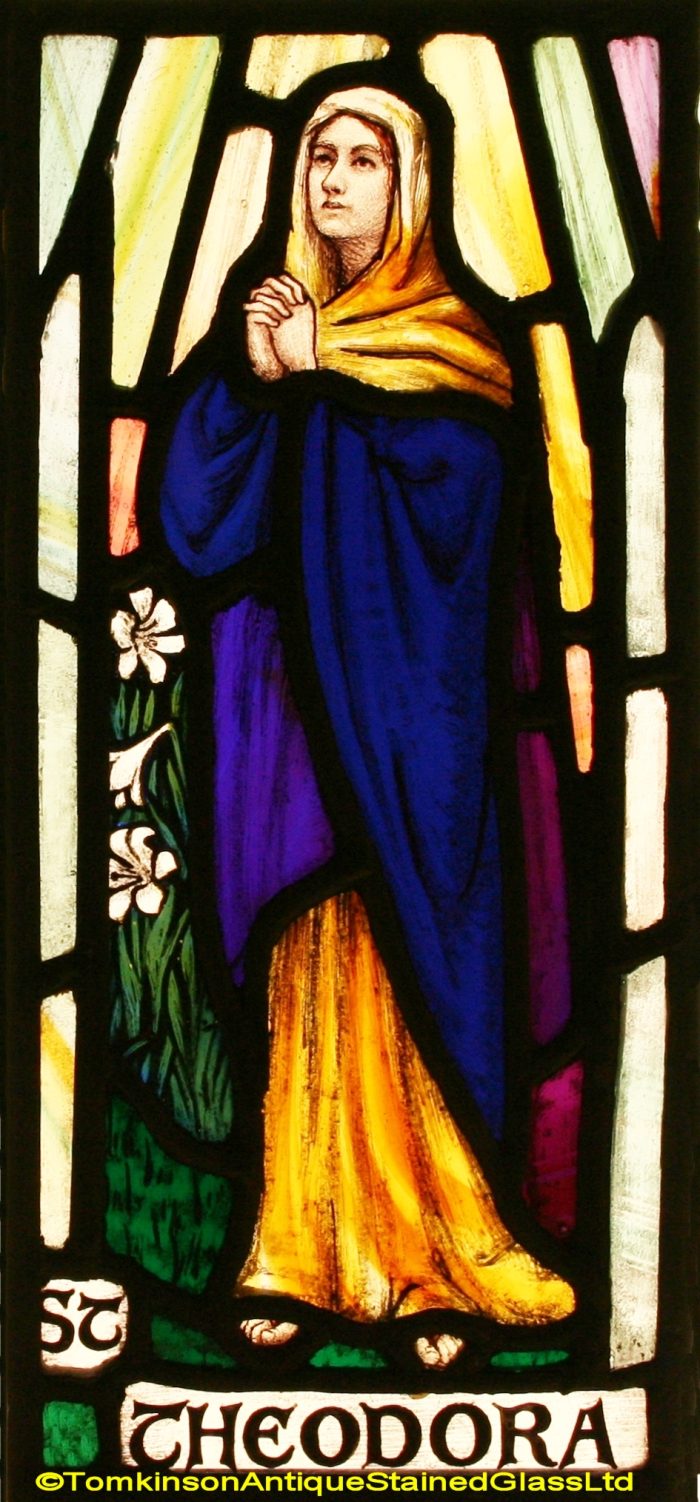 Ref: Ron508 - Roundel – Antique Stained Glass Panels - St Maurice & St Theodora - Image 5