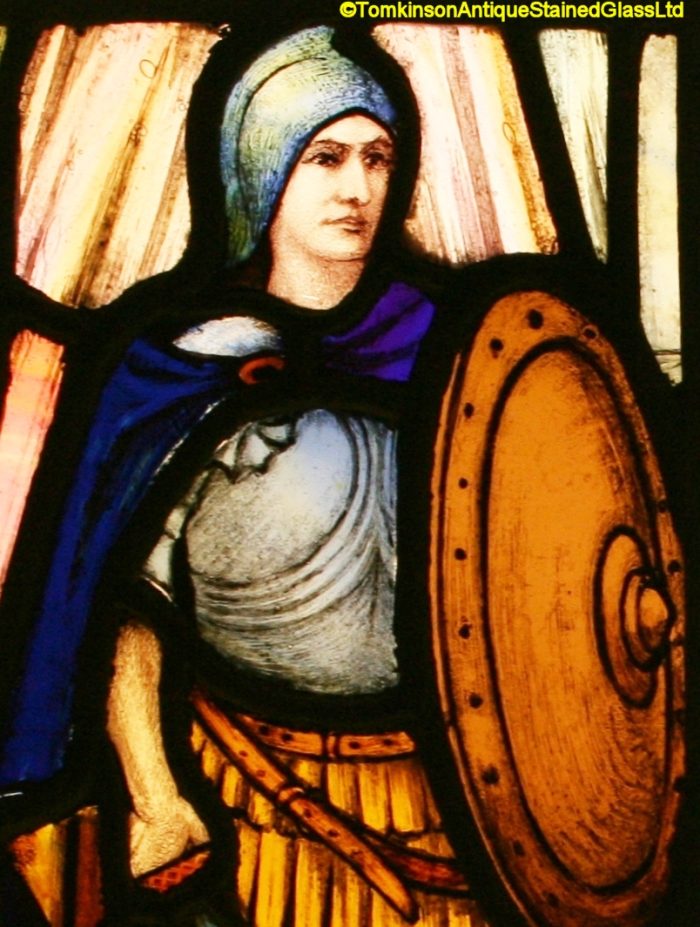 Ref: Ron508 - Roundel – Antique Stained Glass Panels - St Maurice & St Theodora - Image 4