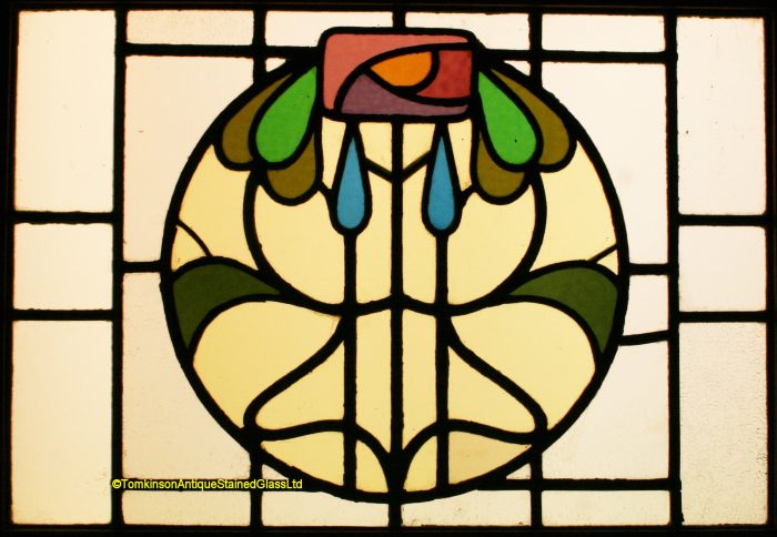 Ref: Ed358 - Antique Stained Glass Window - Art Nouveau - Image 2